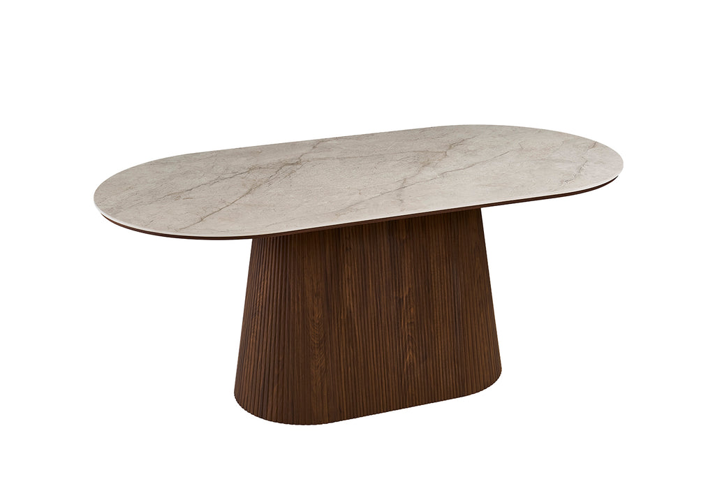 Table Vigo 180 cm Ovale effet chêne Foncé Beige