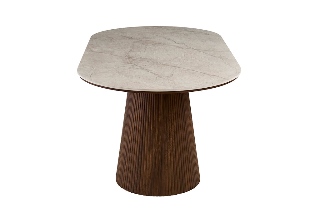 Table Vigo 180 cm Ovale effet chêne Foncé Beige