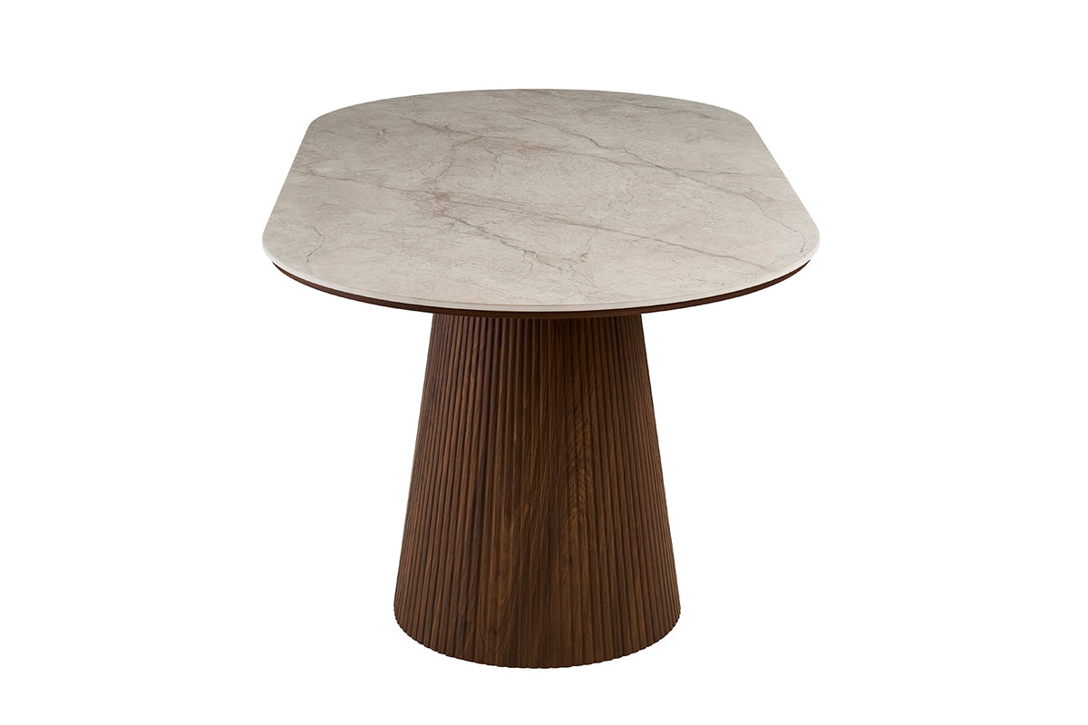 Table Vigo 180 cm Ovale effet chêne Foncé Beige