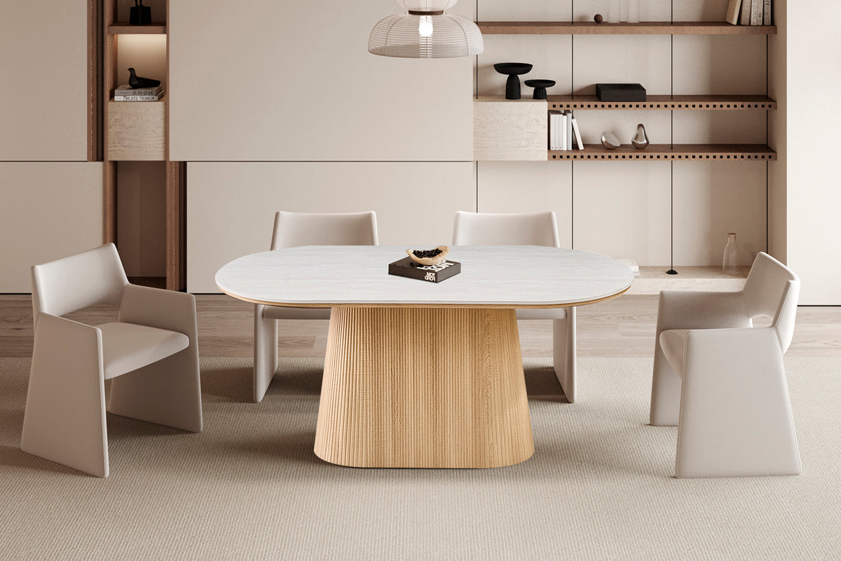 Table Vigo 180 cm Ovale effet chêne Naturel Gris