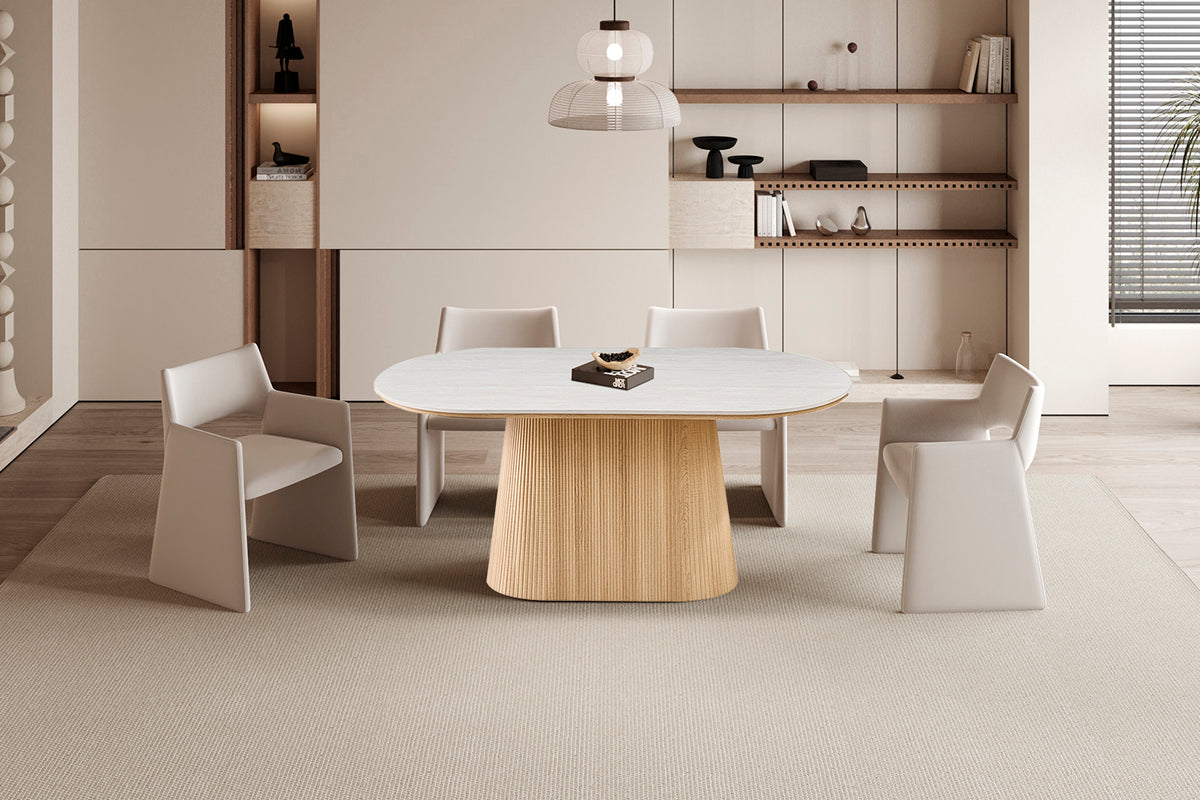 Table Vigo 180 cm Ovale effet chêne Naturel Gris
