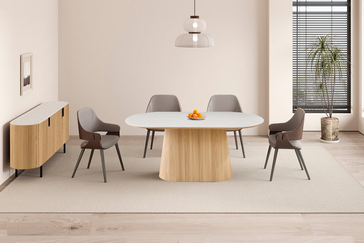 Table Vigo 180 cm Ovale effet chêne Naturel Gris