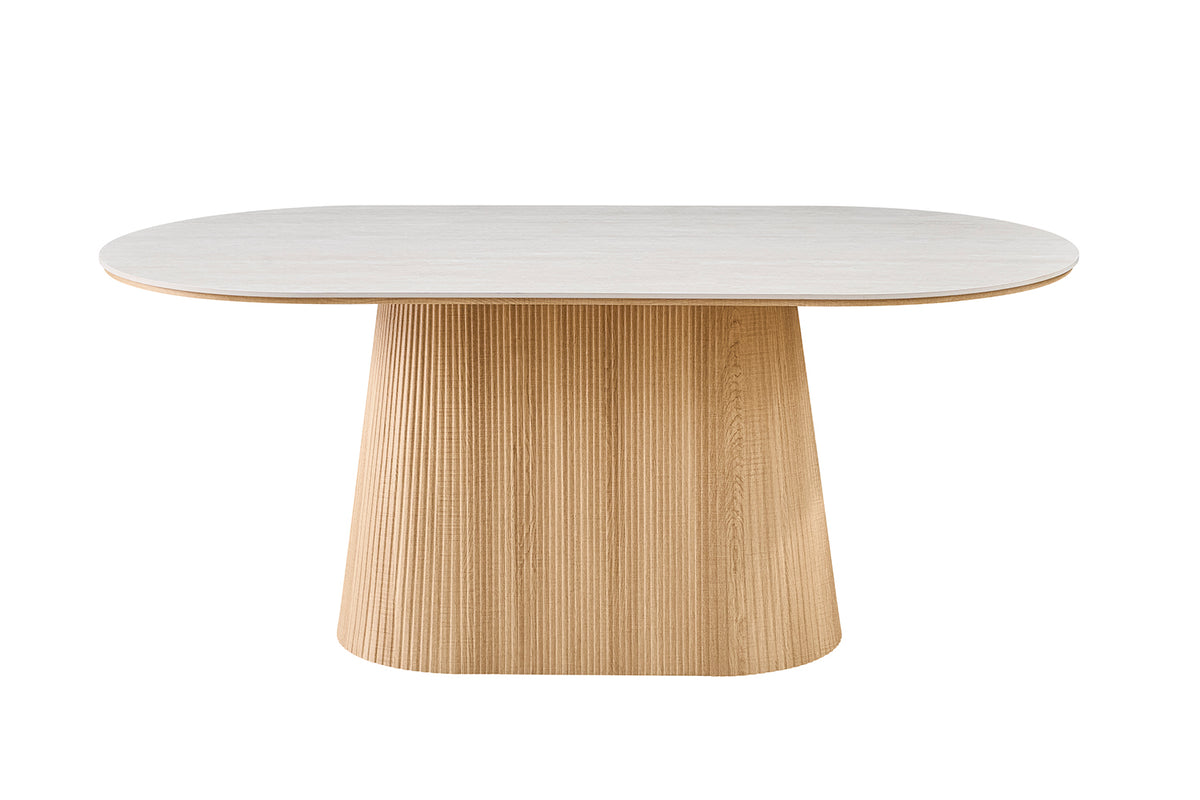 Table Vigo 180 cm Ovale effet chêne Naturel Gris