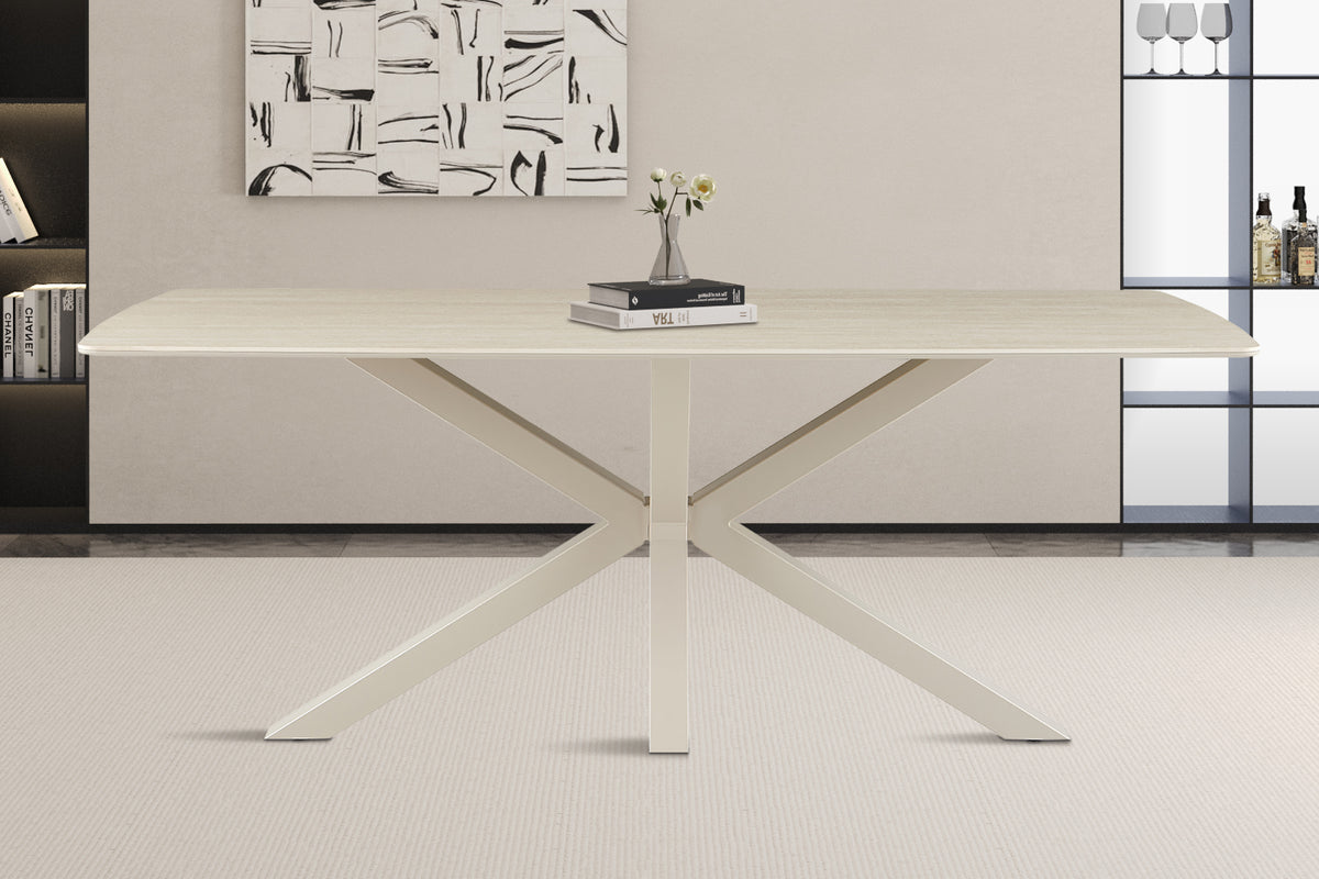 Table Noa 180x90 cm ovale danoise Beige – Pied gris