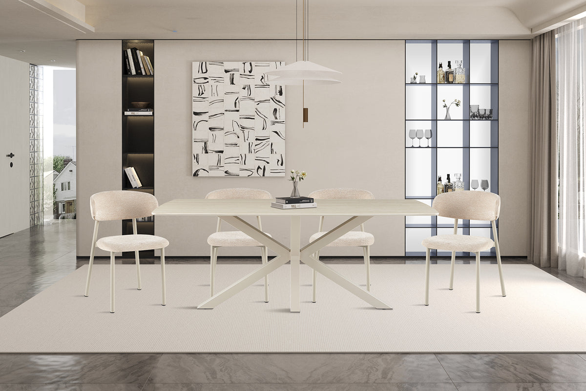 Table Noa 180x90 cm ovale danoise Beige – Pied gris