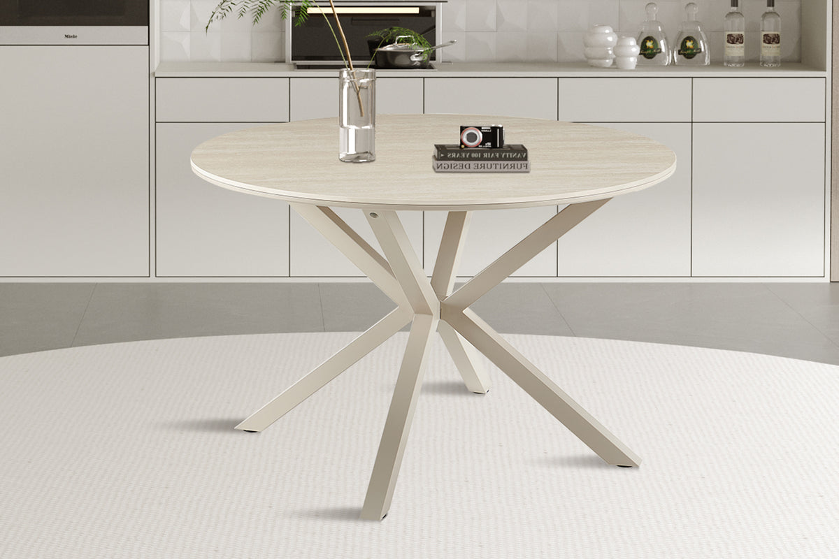 Table Noa 120 cm Rond Beige – Pied gris