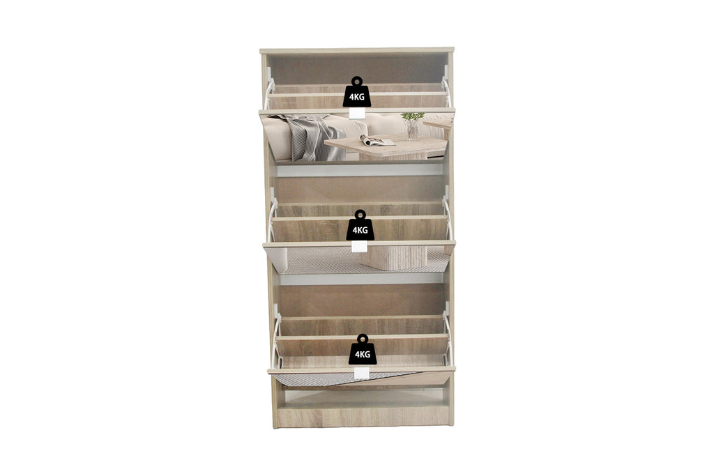 Rangement chaus. Mex miroir 3 tiroirs finition Sonoma