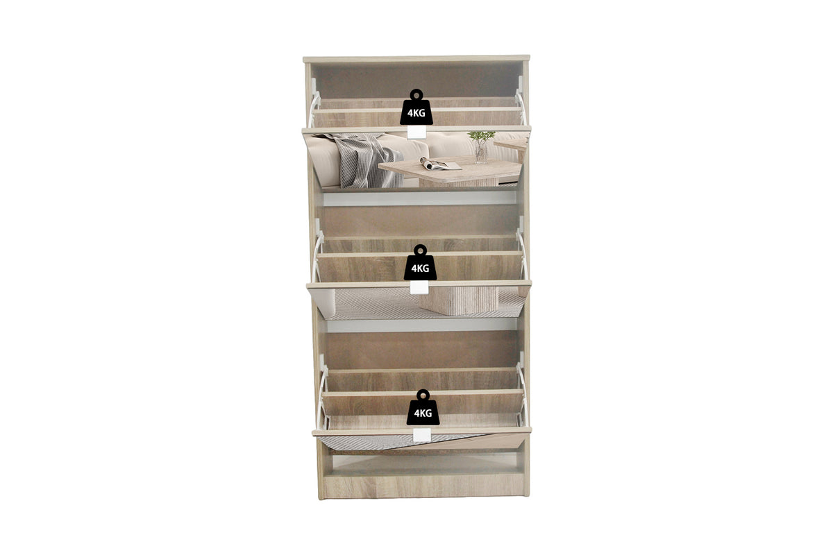 Rangement chaus. Mex miroir 3 tiroirs finition Sonoma