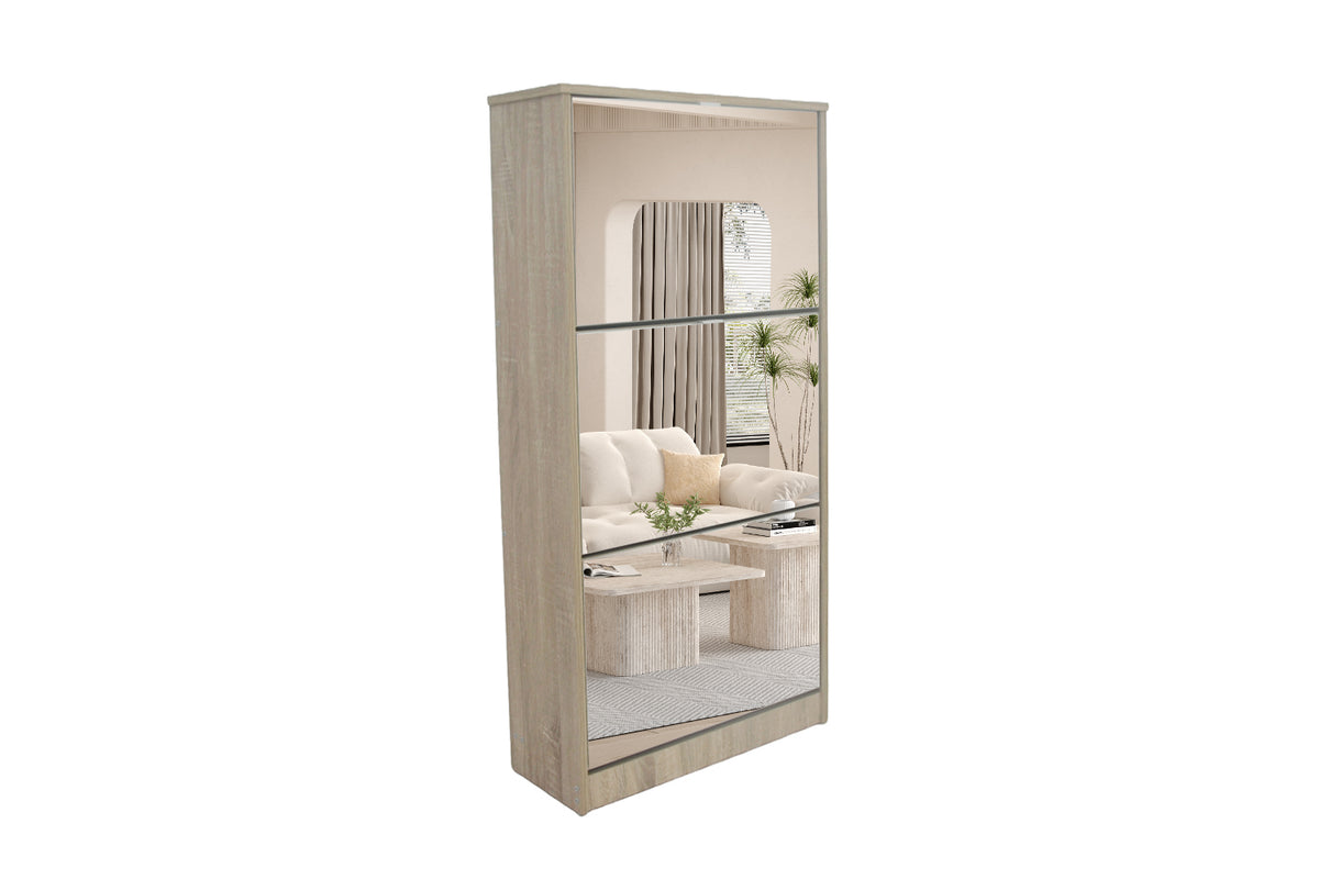 Rangement chaus. Mex miroir 3 tiroirs finition Sonoma