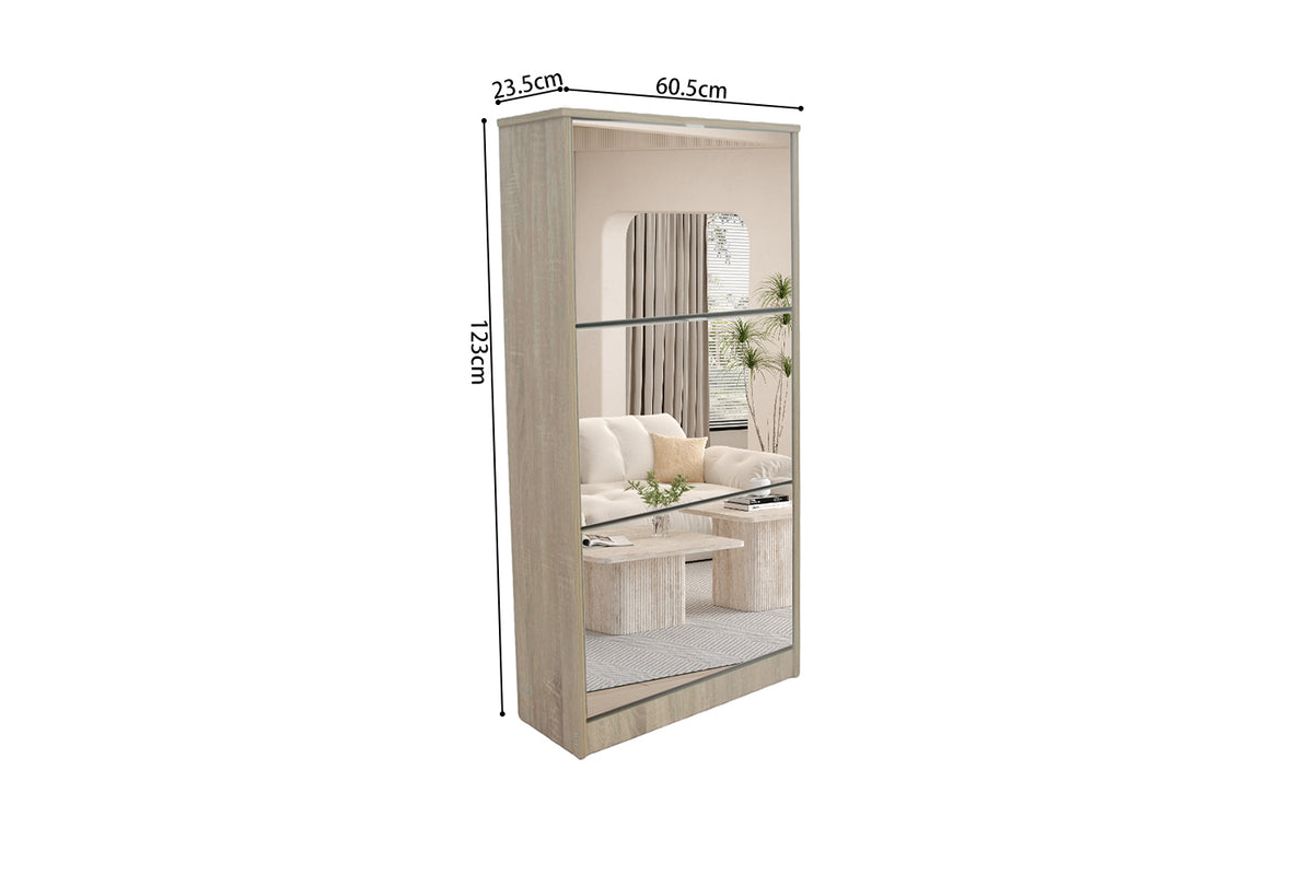 Rangement chaus. Mex miroir 3 tiroirs finition Sonoma