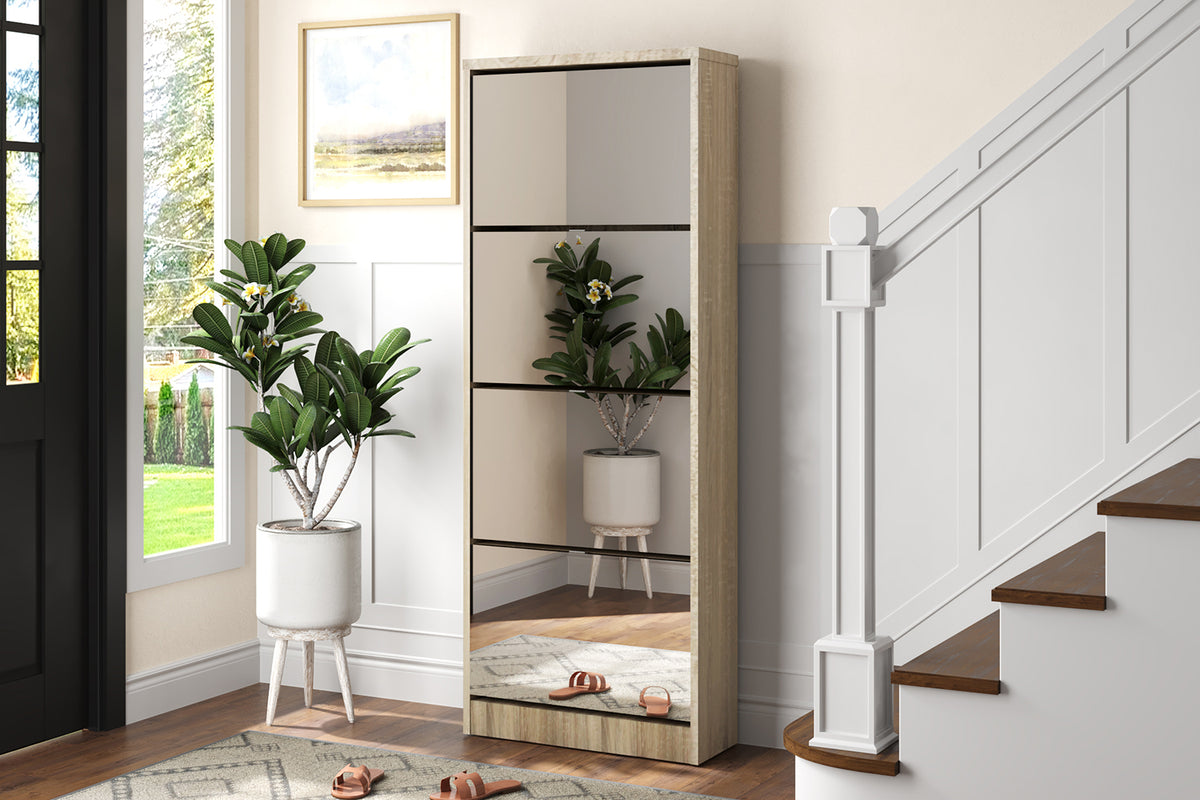 Rangement chaus. Mex Mirroir 4 tiroirs Décor Sonoma