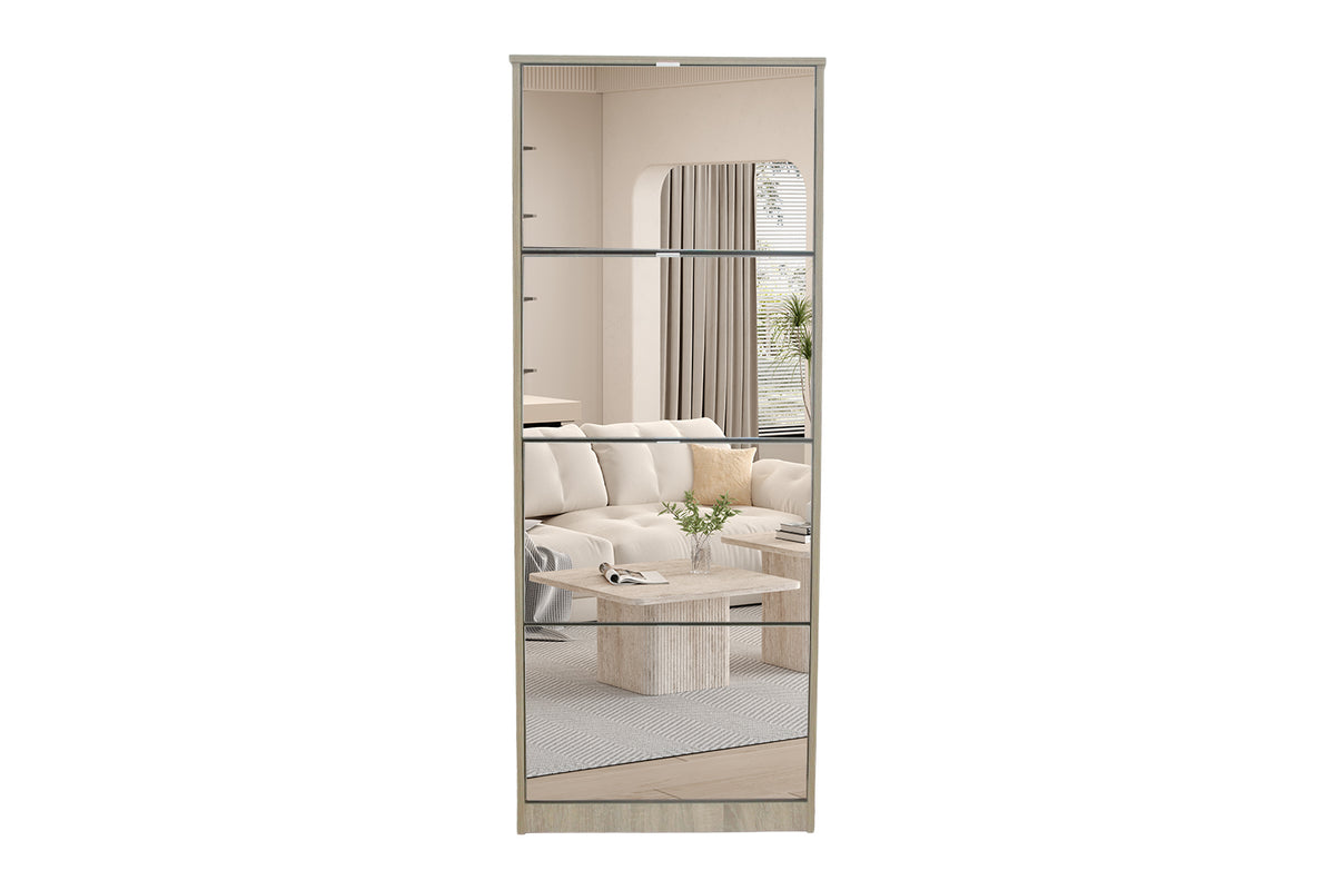 Rangement chaus. Mex miroir 4 tiroirs finition Sonoma