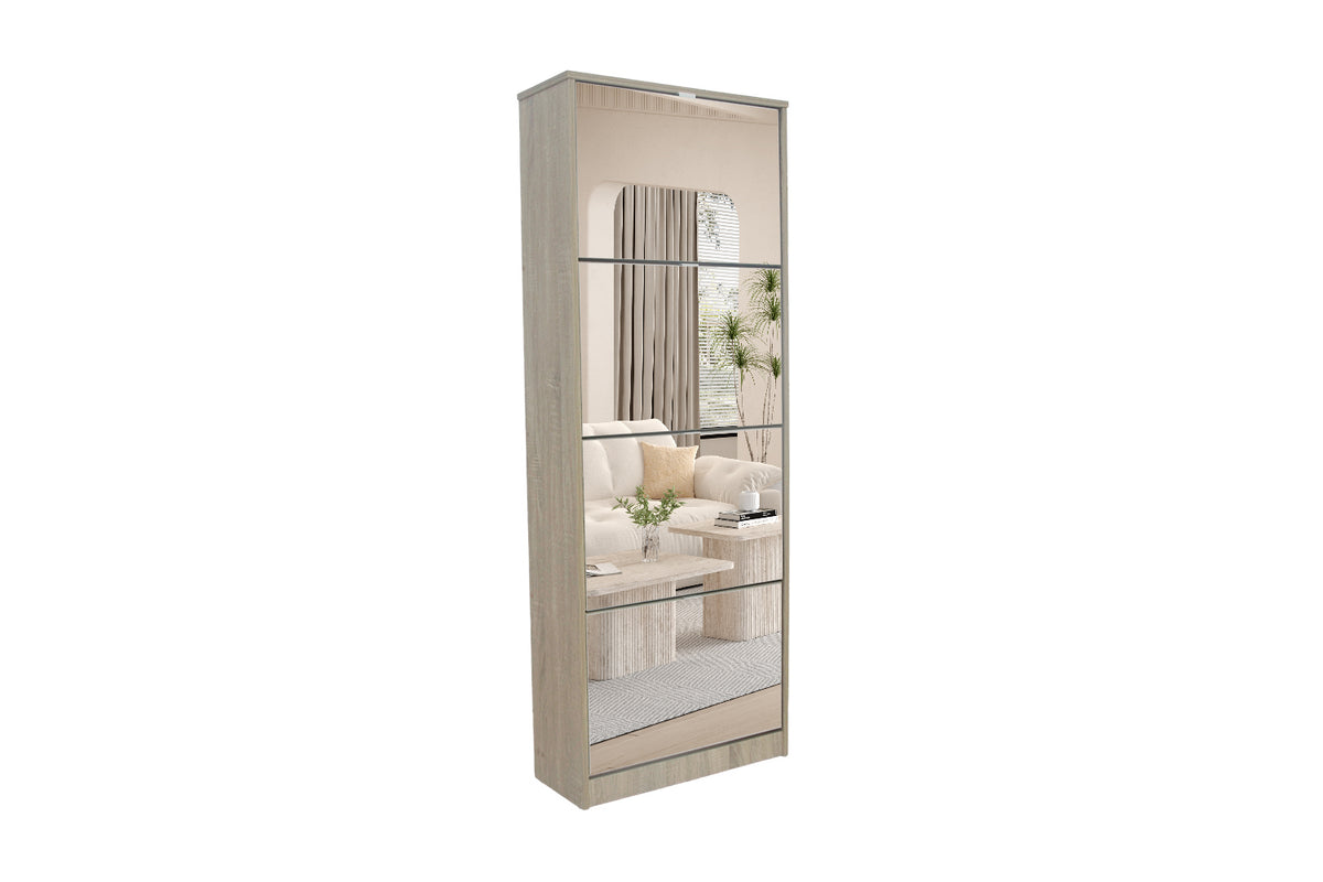 Rangement chaus. Mex miroir 4 tiroirs finition Sonoma