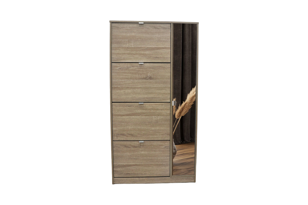 Rangement chaus. Marcel 4 tiroirs et 1 porte miroir finition Sonoma