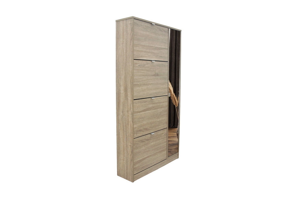 Rangement chaus. Marcel 4 tiroirs et 1 porte miroir finition Sonoma
