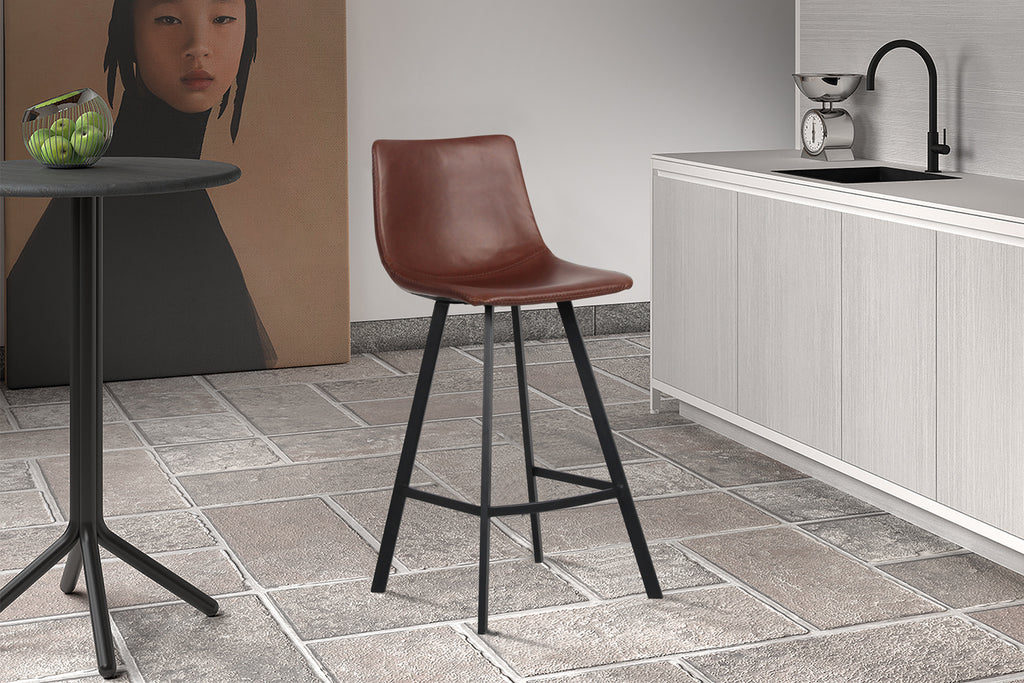 Chaise de comptoir Ozan similicuir Brun