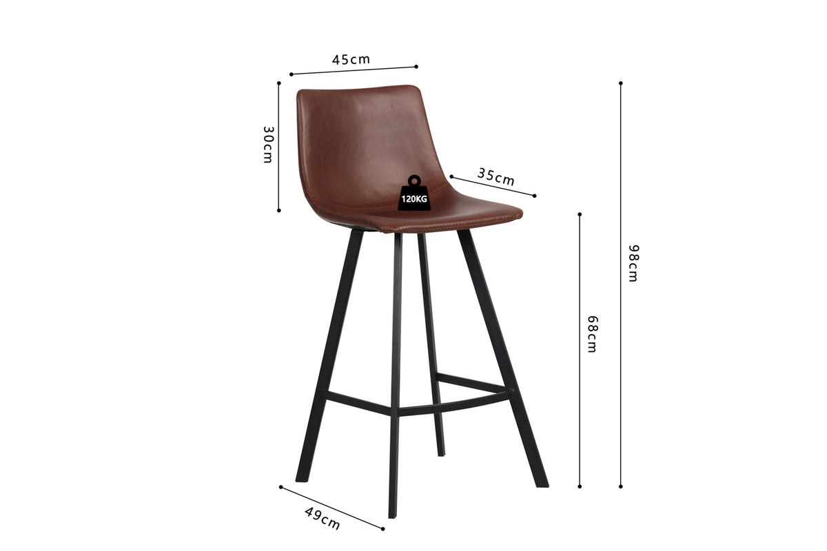 Chaise de comptoir Ozan similicuir Brun