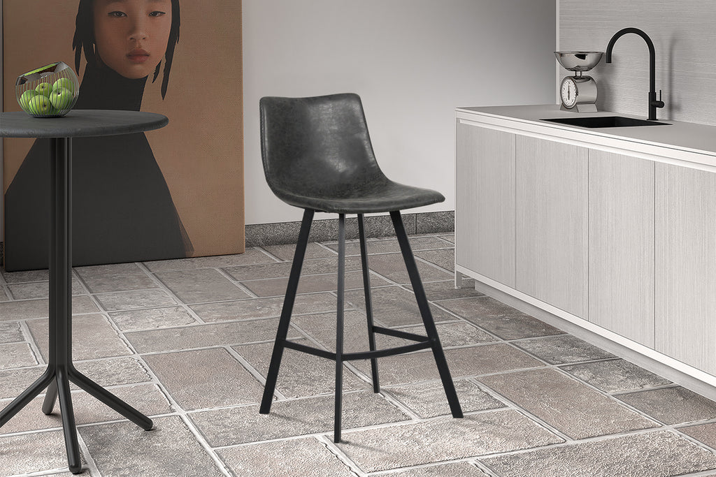 Chaise de comptoir Ozan similicuir Noir