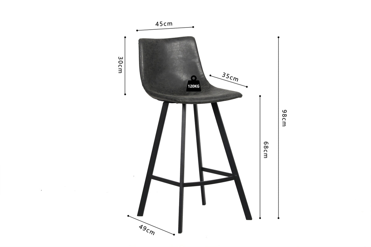 Chaise de comptoir Ozan similicuir Noir