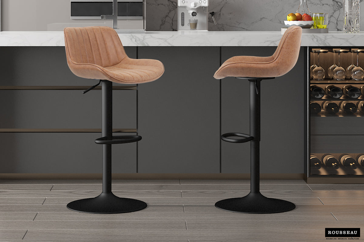 Tabouret de bar Fenna similicuir Cognac