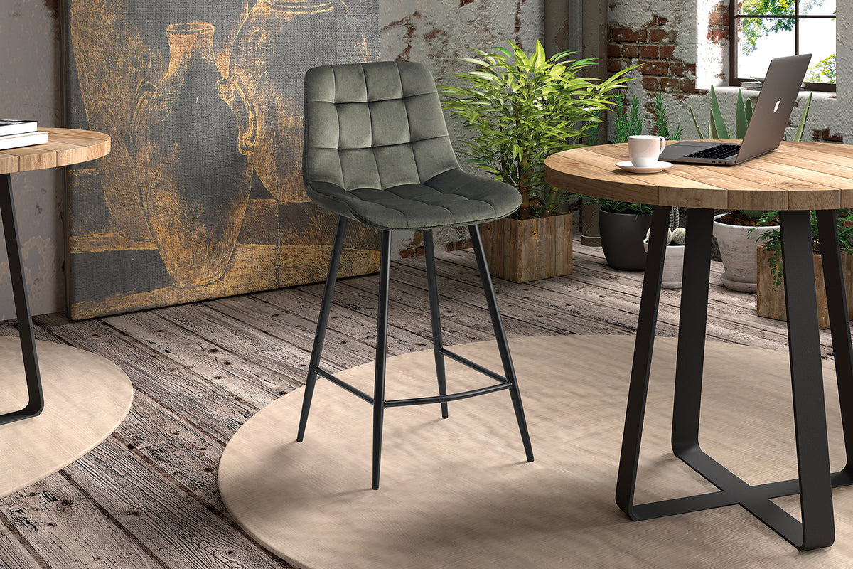 Chaise de comptoir Juta Velours Vert