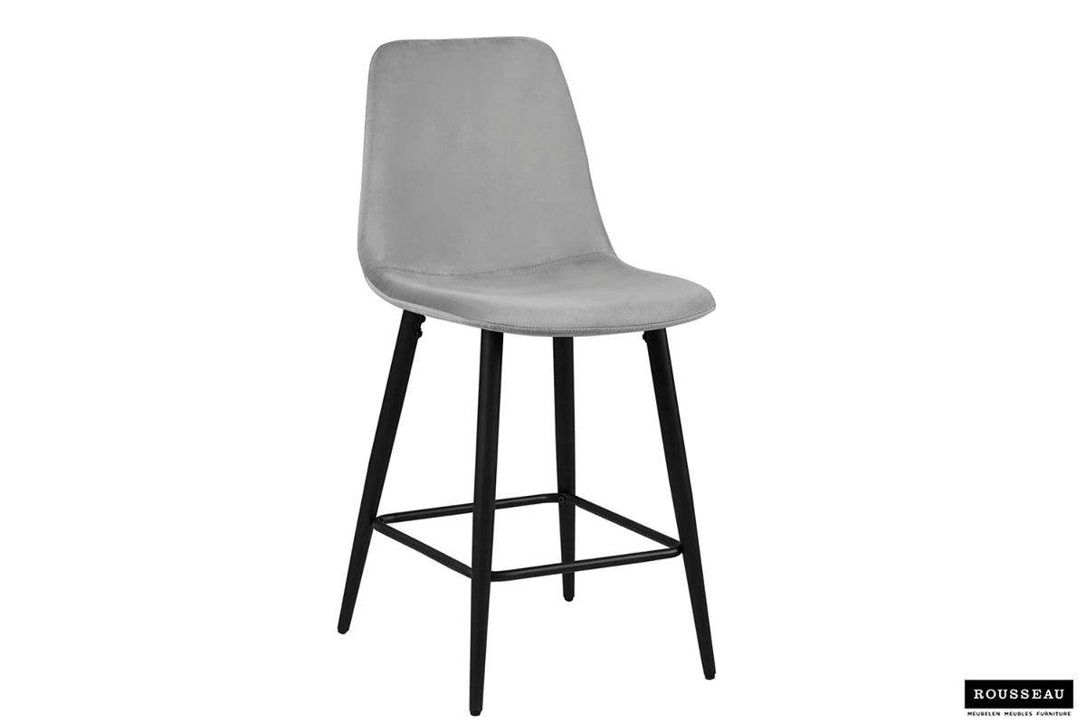 Chaise de Comptoir Boy Velours Gris