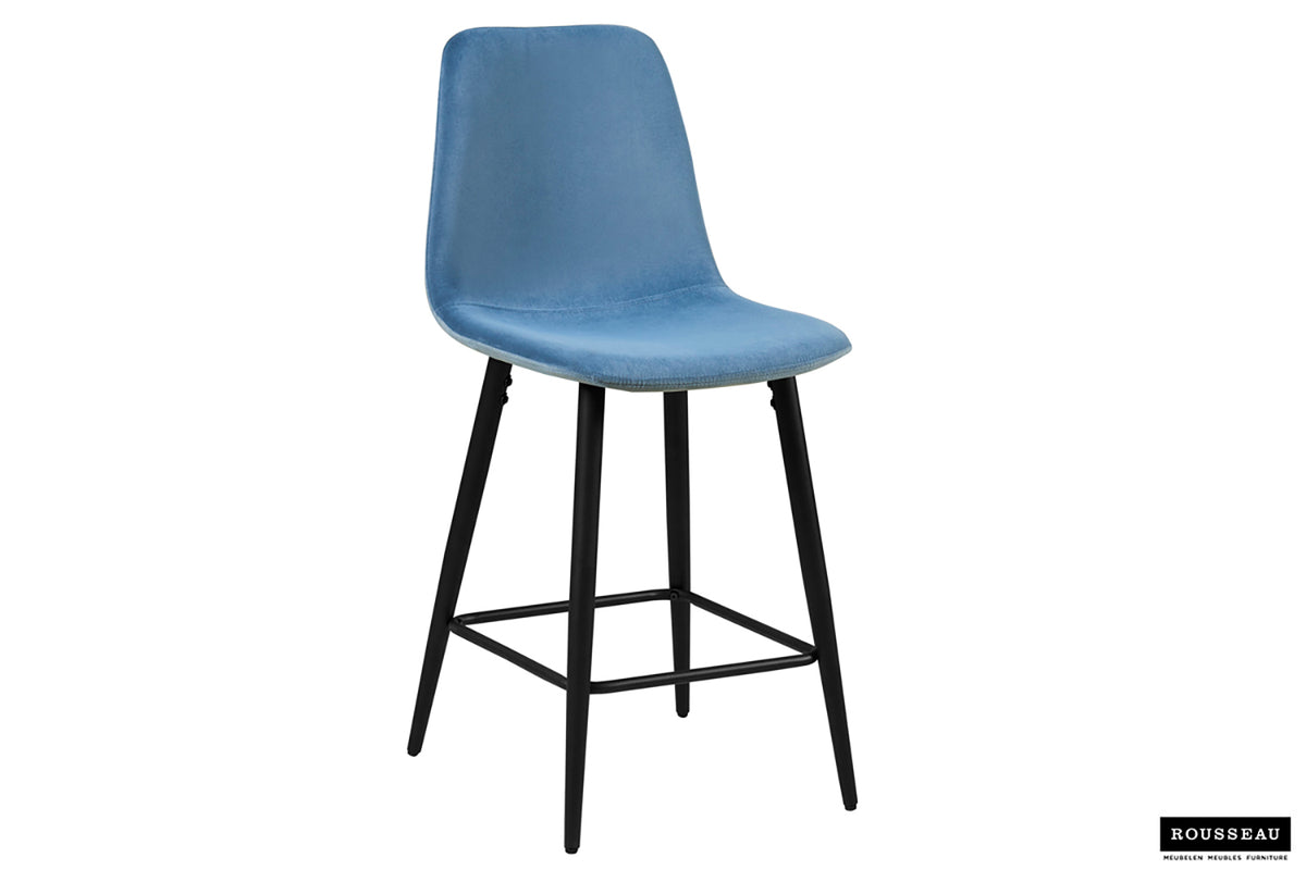Chaise de Comptoir Boy Velours Bleu clair