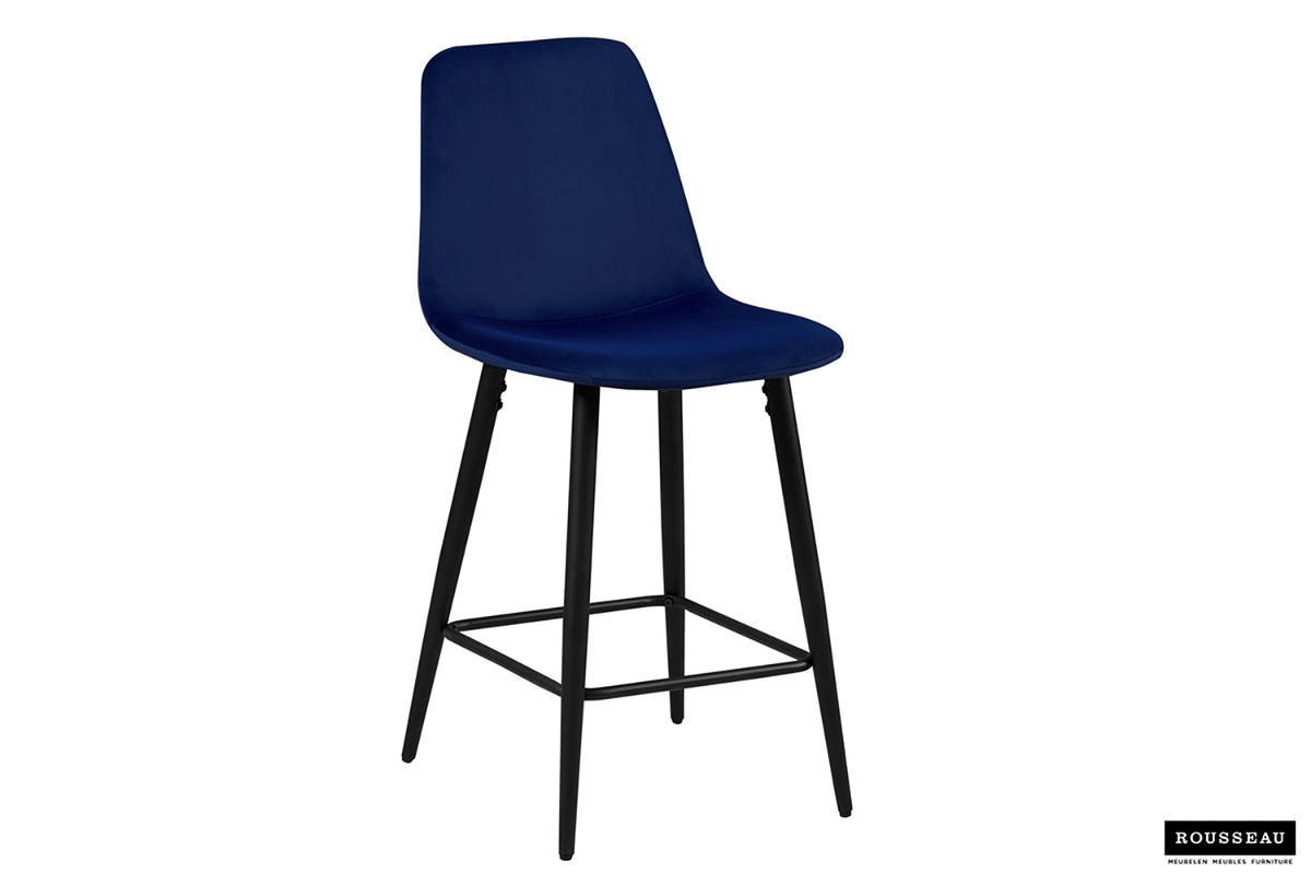 Chaise de Comptoir Boy Velours Bleu foncé