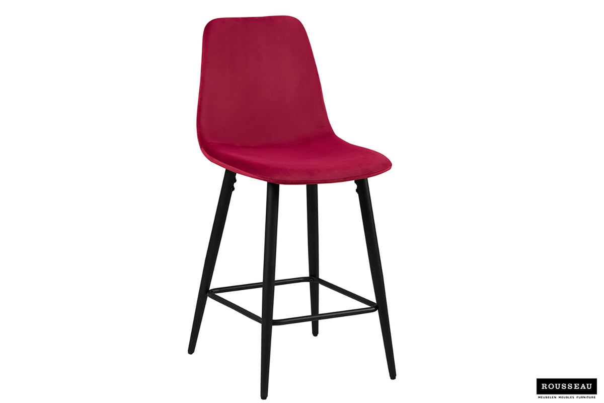 Chaise de Comptoir Boy Velours Bordeaux