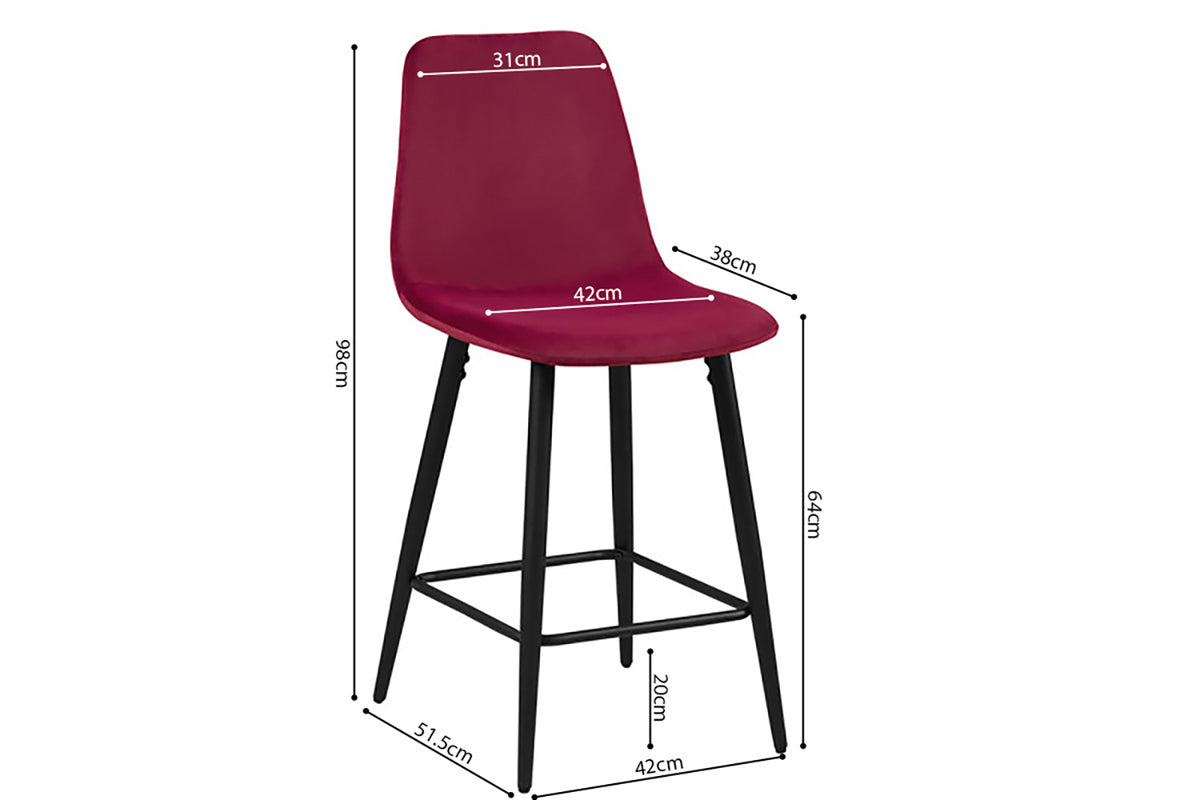 Chaise de Comptoir Boy Velours Bordeaux