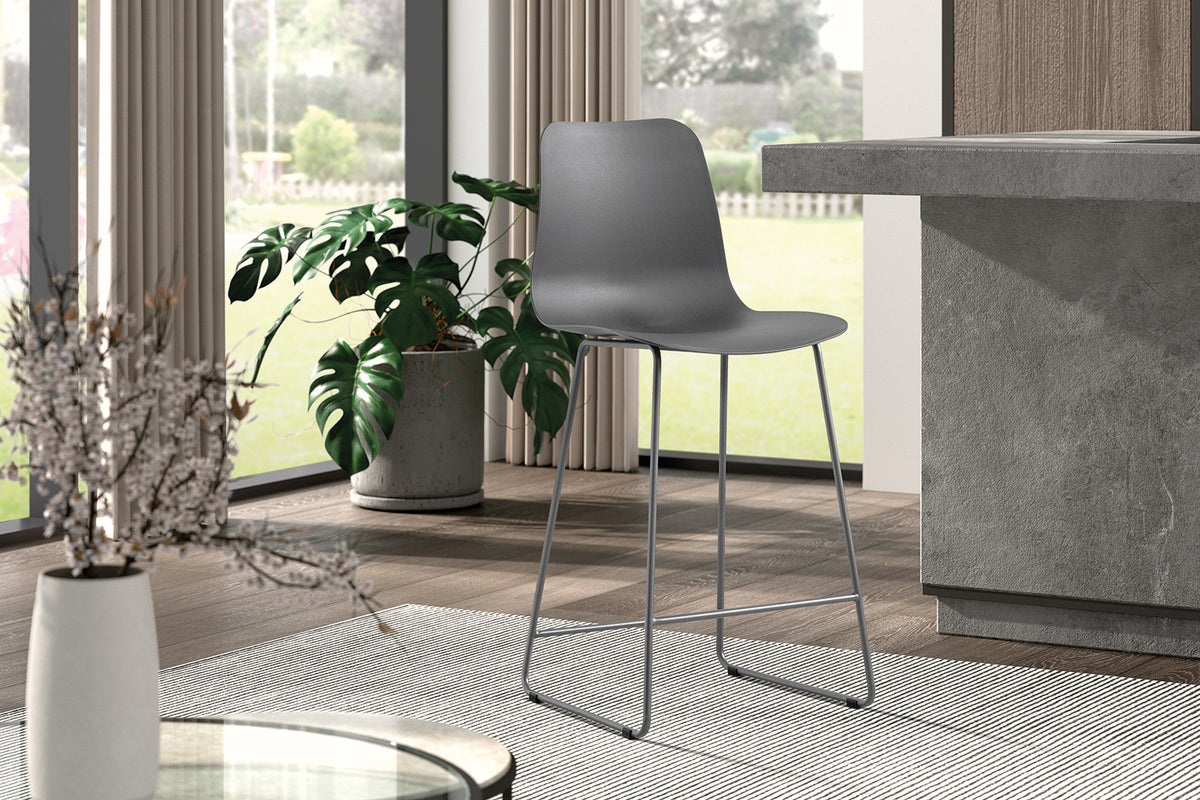 Chaise de comptoir Marie polypropylène Gris