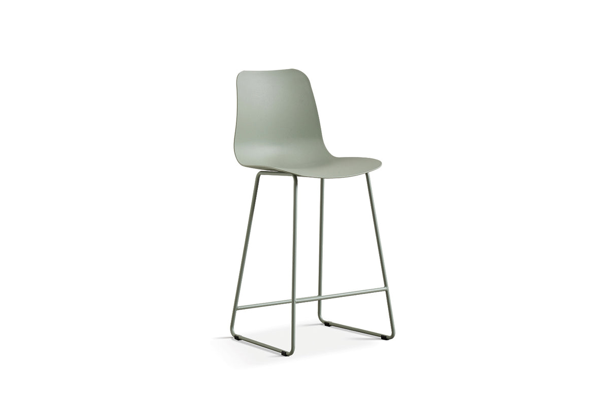 Chaise de comptoir Marie polypropylène Gris-vert