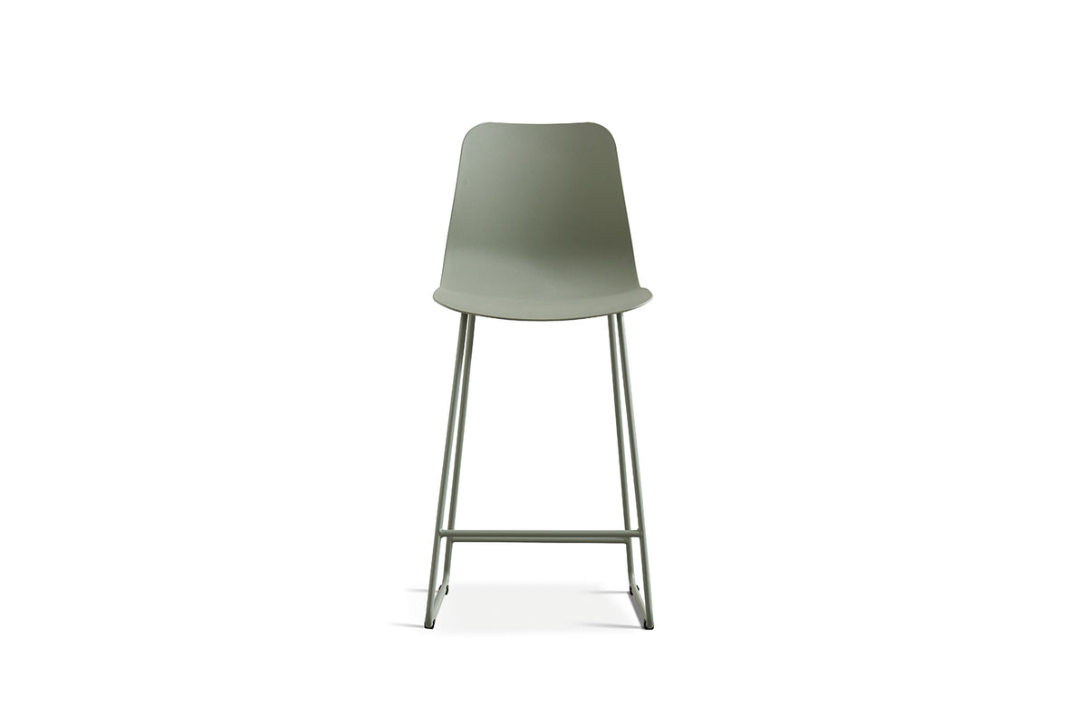 Chaise de comptoir Marie polypropylène Gris-vert