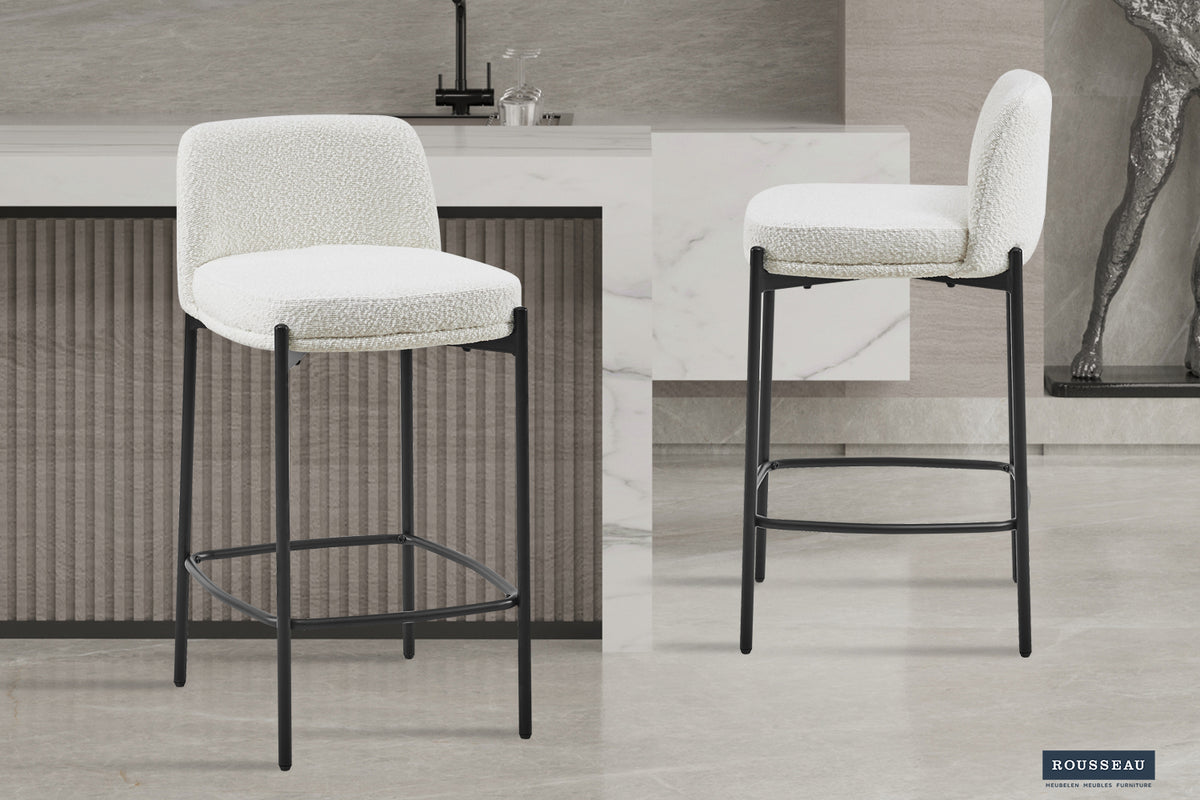 Chaise de comptoir Ella Blanc