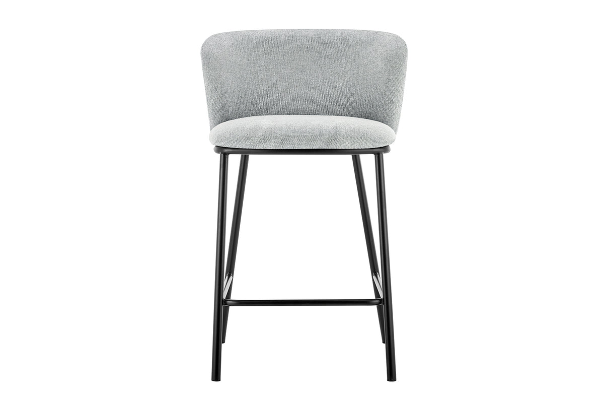 Chaise de comptoir Arthur Tissu Gris clair