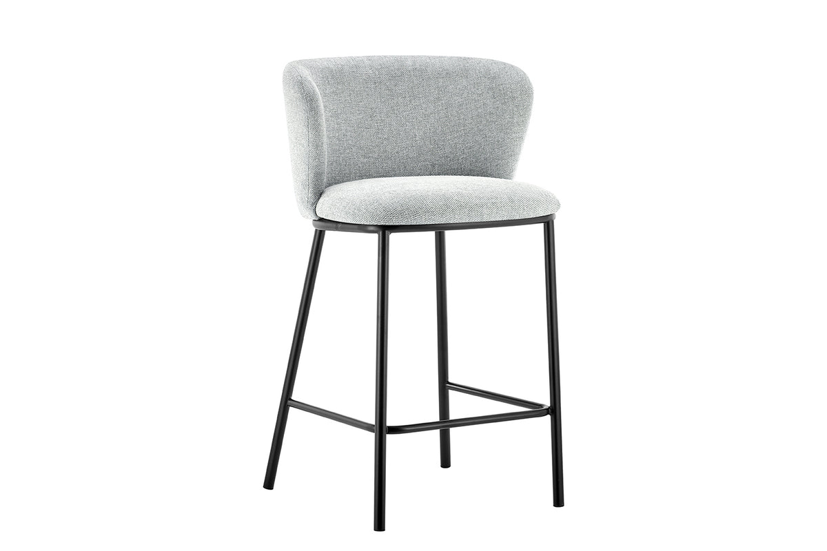 Chaise de comptoir Arthur Tissu Gris clair