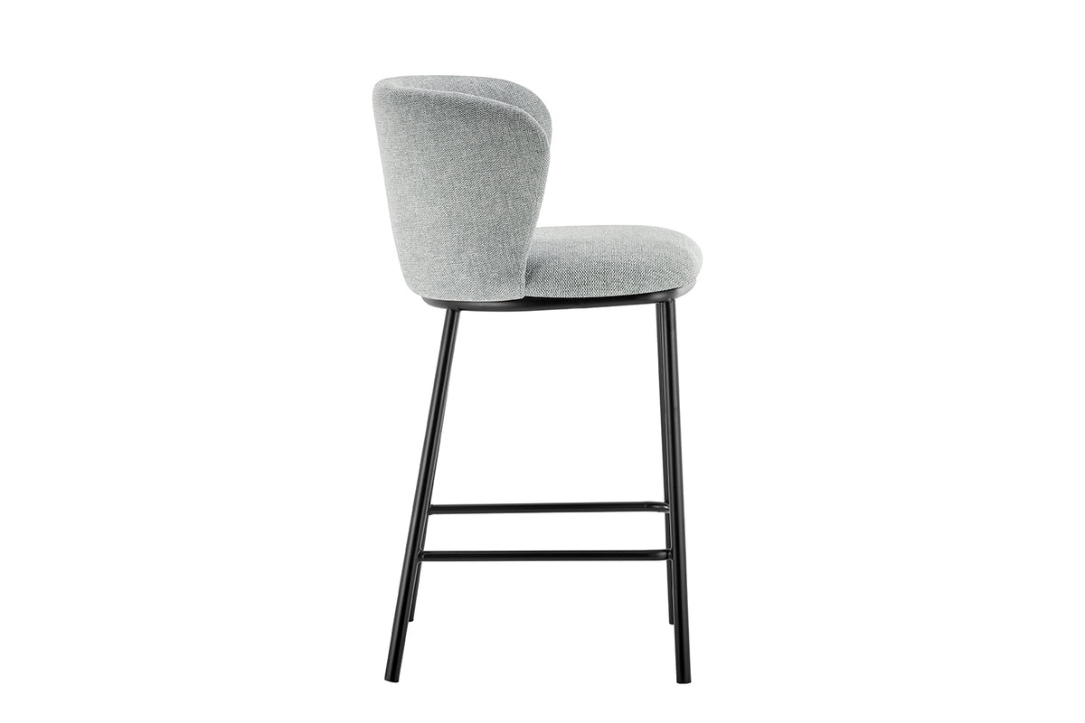 Chaise de comptoir Arthur Tissu Gris clair
