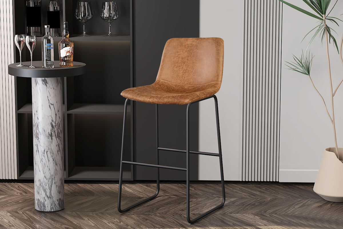 Chaise de Comptoir Mancia similicuir Cognac