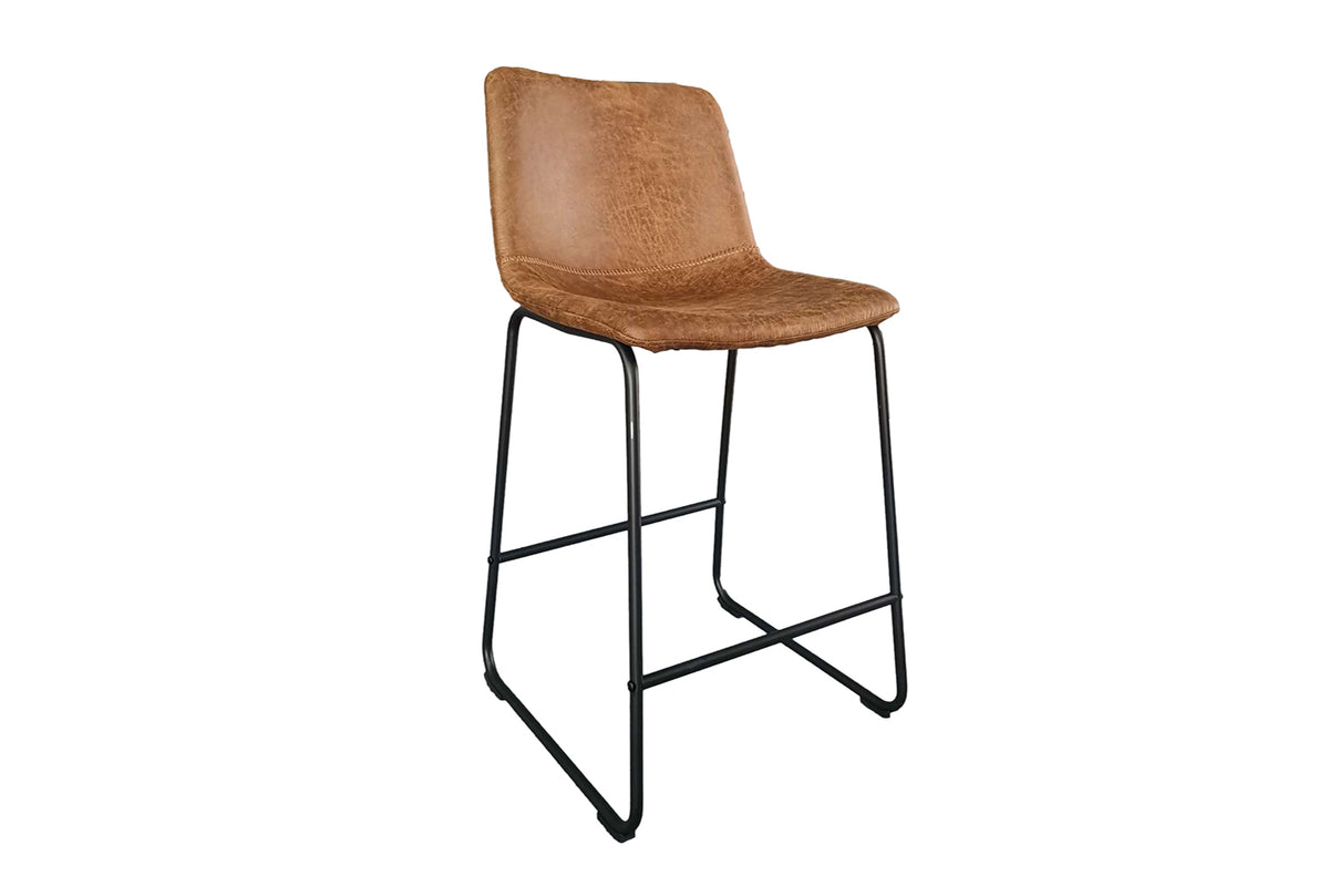 Chaise de Comptoir Mancia similicuir Cognac