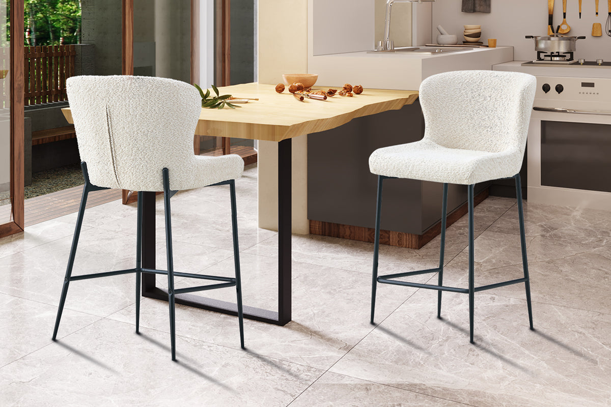 Chaise de comptoir Lisa Bouclé Ecru