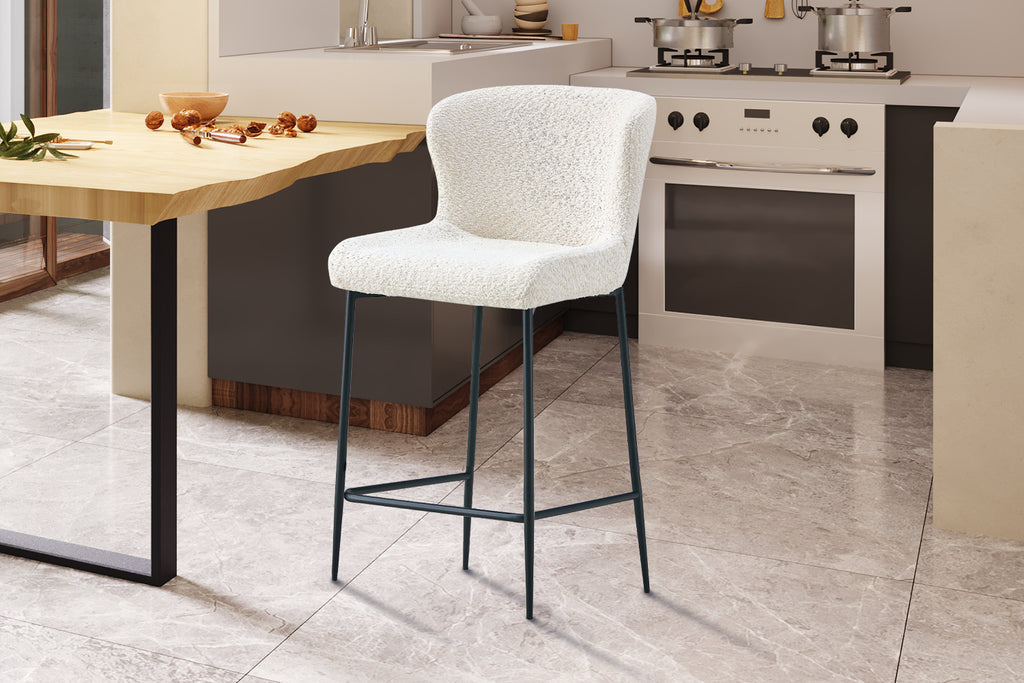 Chaise de comptoir Lisa Bouclé Écru
