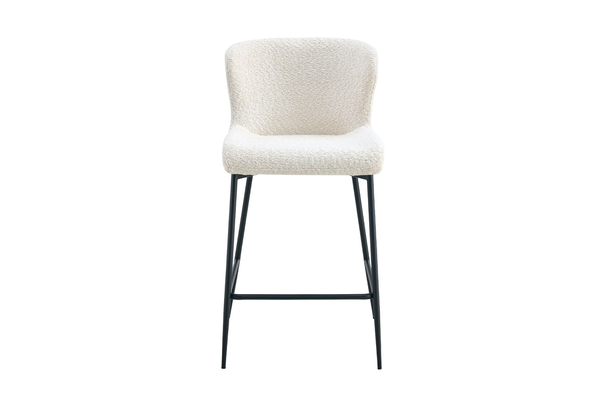Chaise de comptoir Lisa Bouclé Écru