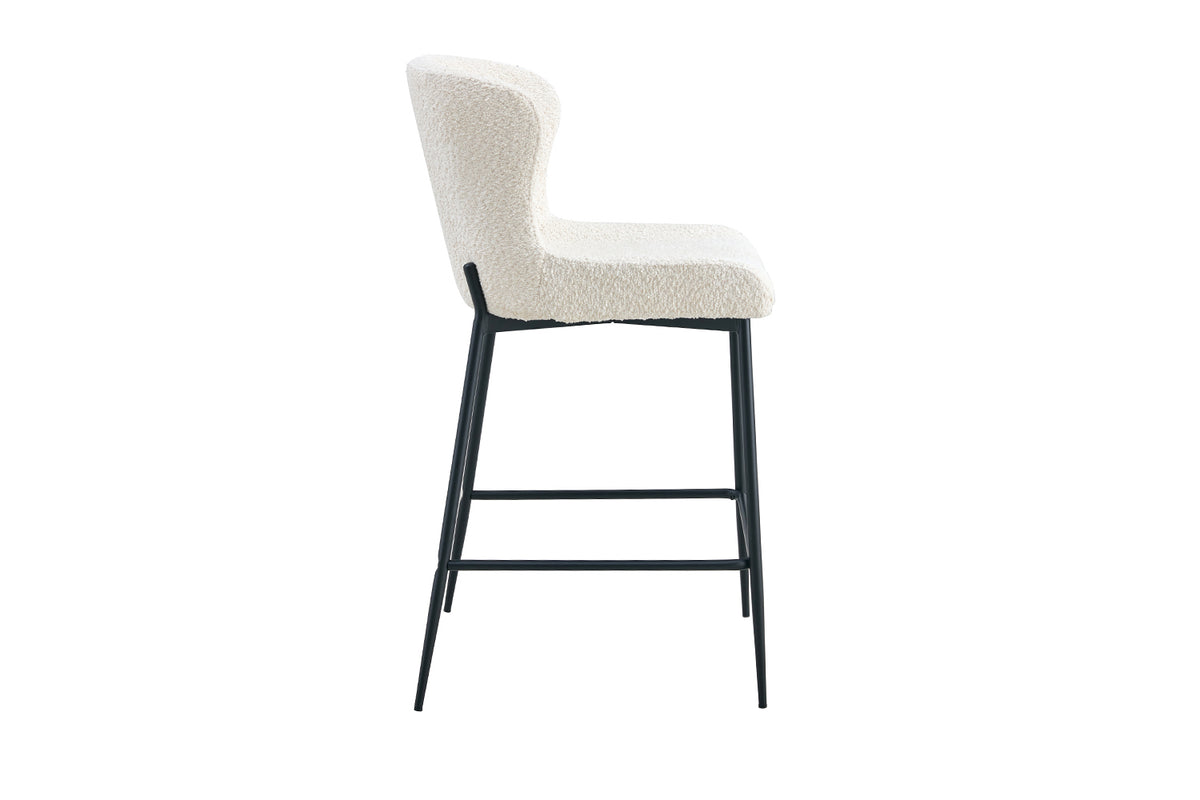 Chaise de comptoir Lisa Bouclé Écru