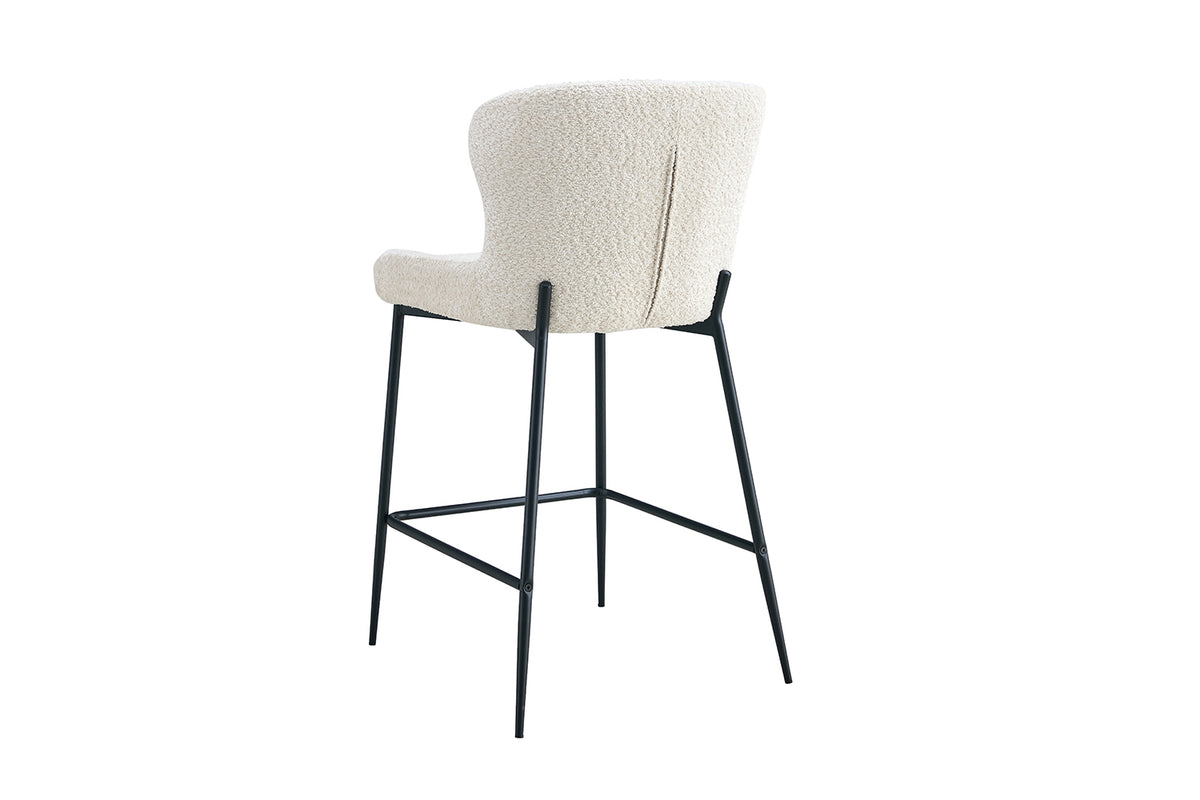 Chaise de comptoir Lisa Bouclé Écru