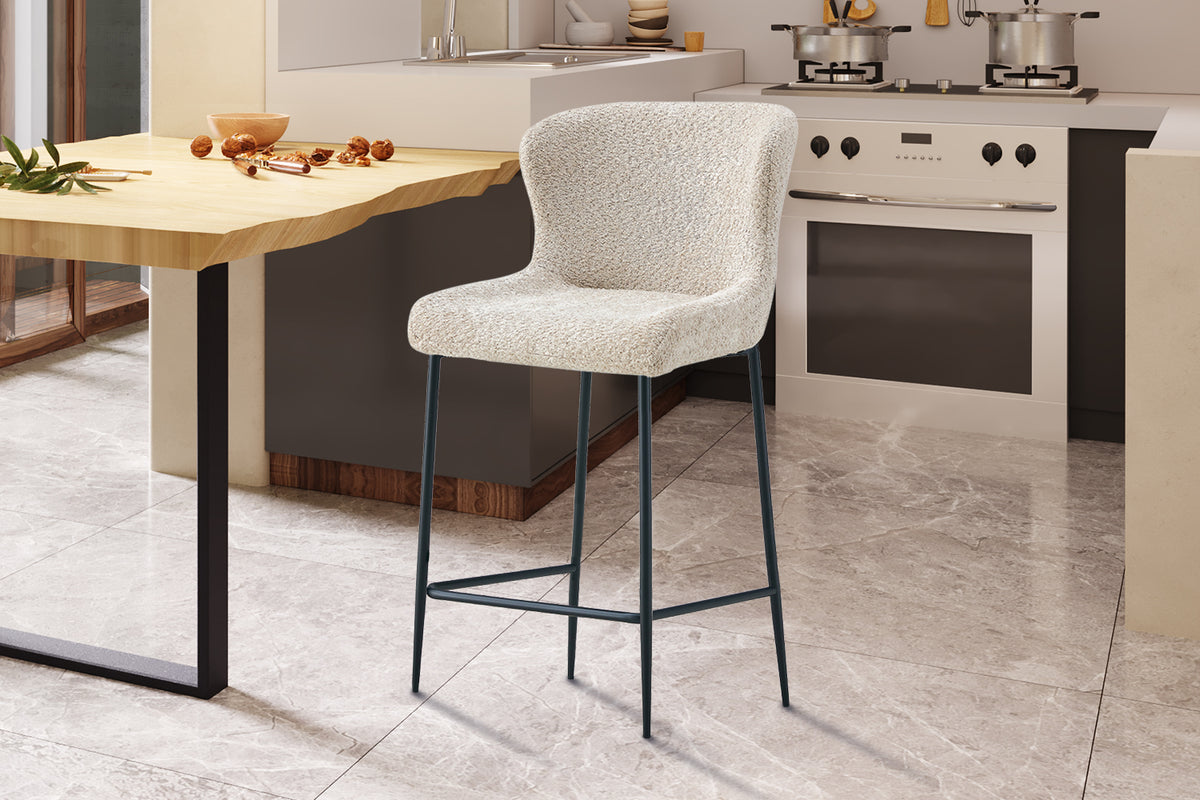Chaise de comptoir Lisa Bouclé Beige