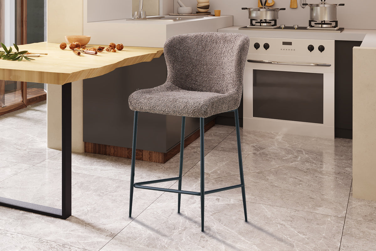 Chaise de comptoir Lisa Bouclé Sable