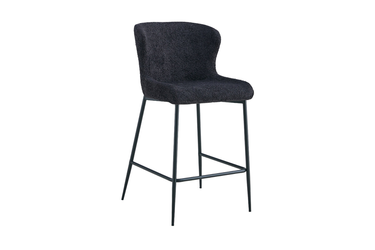 Chaise de comptoir Lisa Bouclé Gris foncé