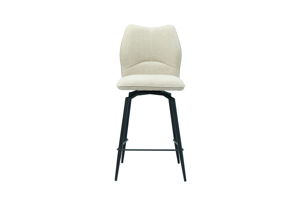 Chaise de comptoir Lara Tissu pivotante Écru