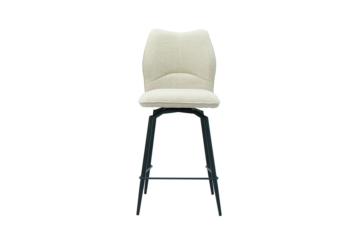 Chaise de comptoir Lara Tissu pivotante Écru