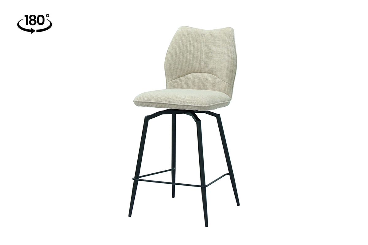 Chaise de comptoir Lara Tissu pivotante Écru